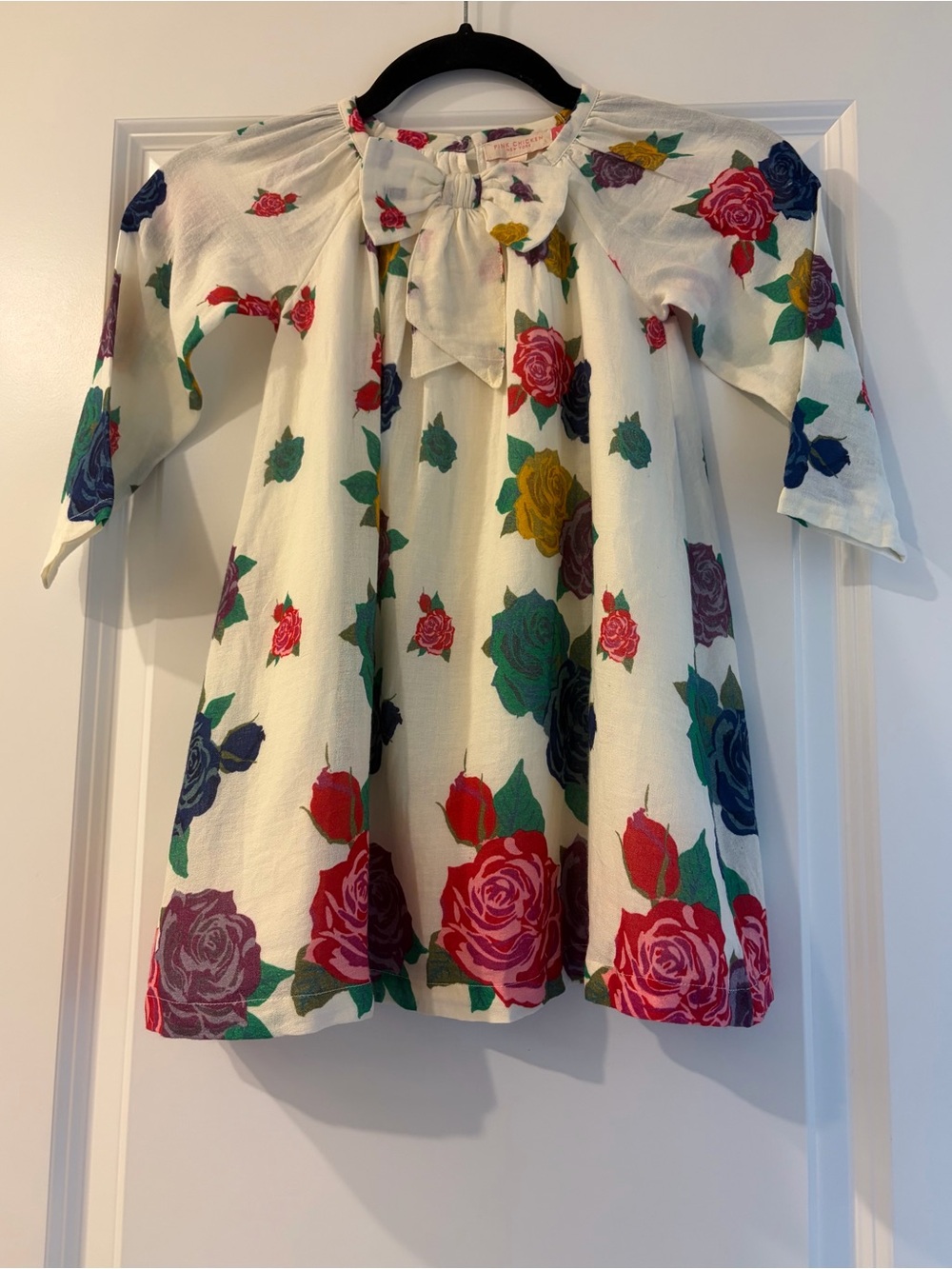 NWT Pink Chicken Floral Rose Smocked Dress Ivory Multi Color 3T